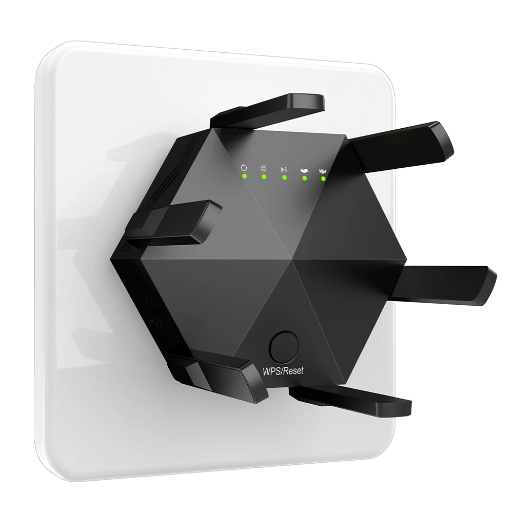 

Signal Extender High-Speed Expansion WiFi Booster Dual-Band 1200Mbps Wireless Network Signal Booster 6 Adjustable Antenna WiFi Signal Amplifier for Indoor and Home Use Black US Plug