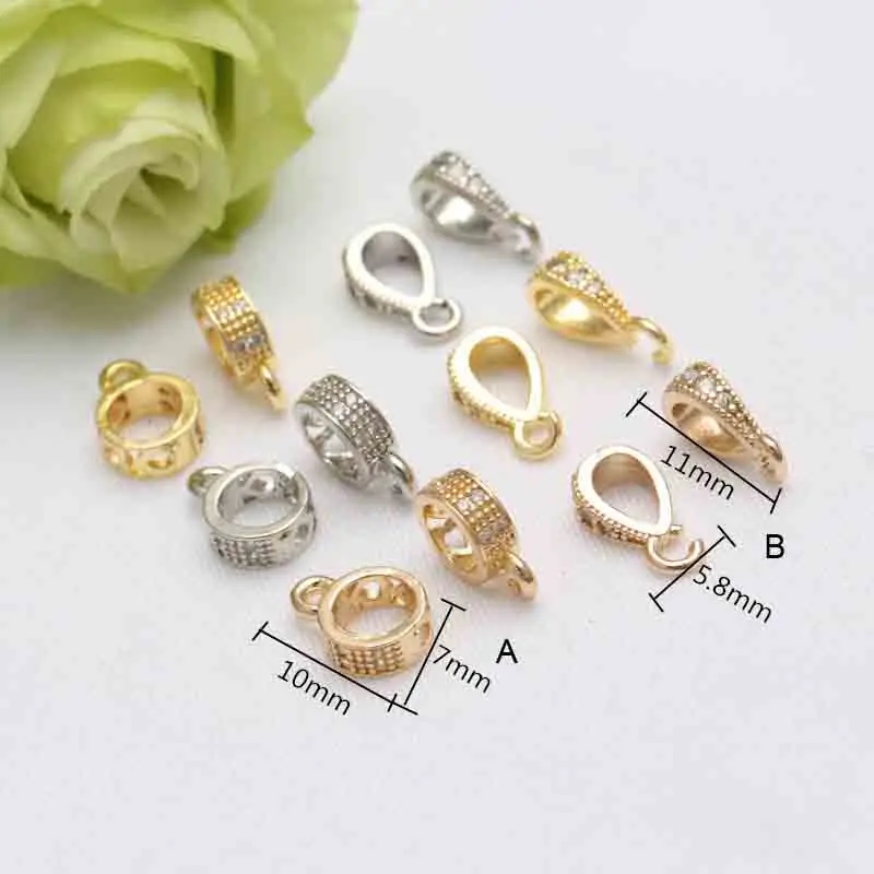 10PCS 14k Gold Zircon Melon Seed Clasp Pendant Round Charms For Jewellery Making DIY Bracelets Necklaces Accessories