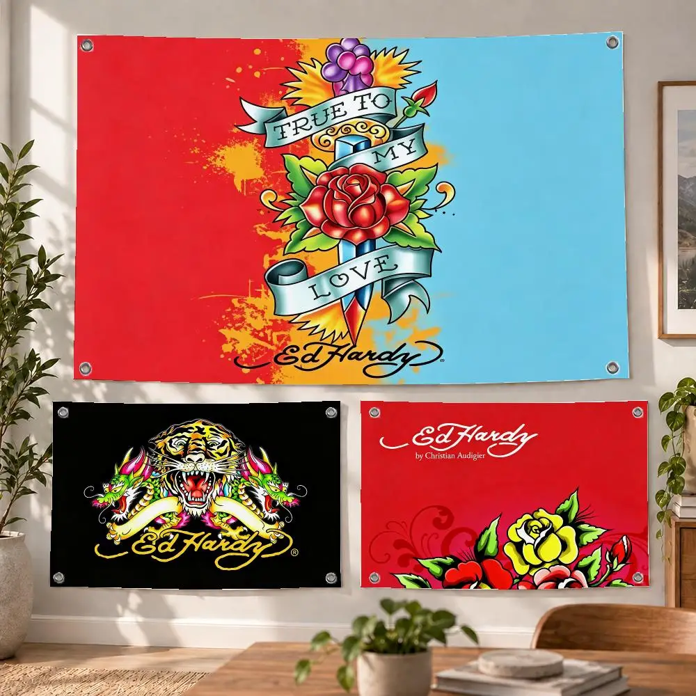 Fashion Ed Hardy Flags Decorative Flag Banner Indoor Bedroom Dorm Gaming Room Wall Party Club Decor Fan Gift