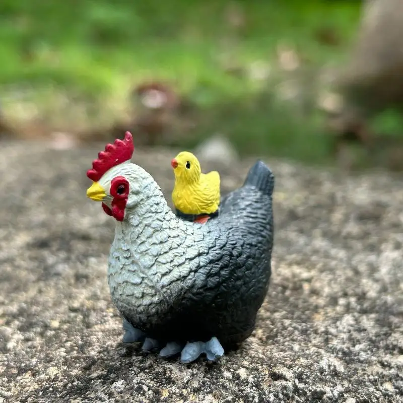 Solid Lifelike Farm Animal Figurines Rooster Hen And Chick Animal Models Realistic Statue For Home Decoration Kids Learning Toy