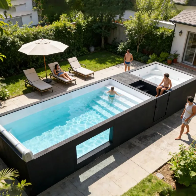 Rapid Installation Container Swimming Pool Fabricated Structure No Complex Construction Quick Put Into Use Outdoor Modular Pool