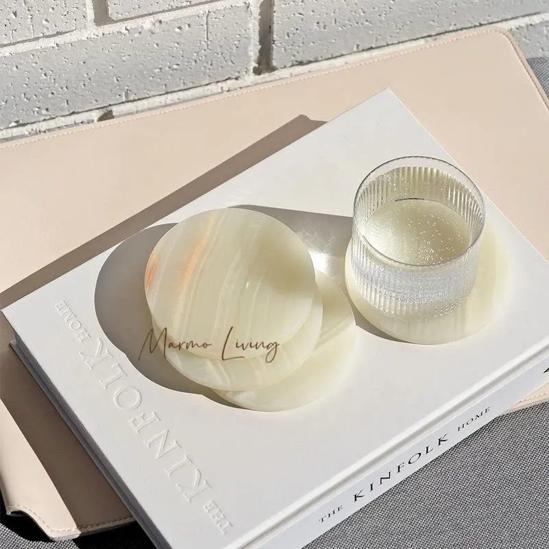 100% Natural Marble Wine Coaster Jade Onyx Stone Whiskey Coaster Ins Luxury Marble Jewelry Tray High End Decorative Ornament