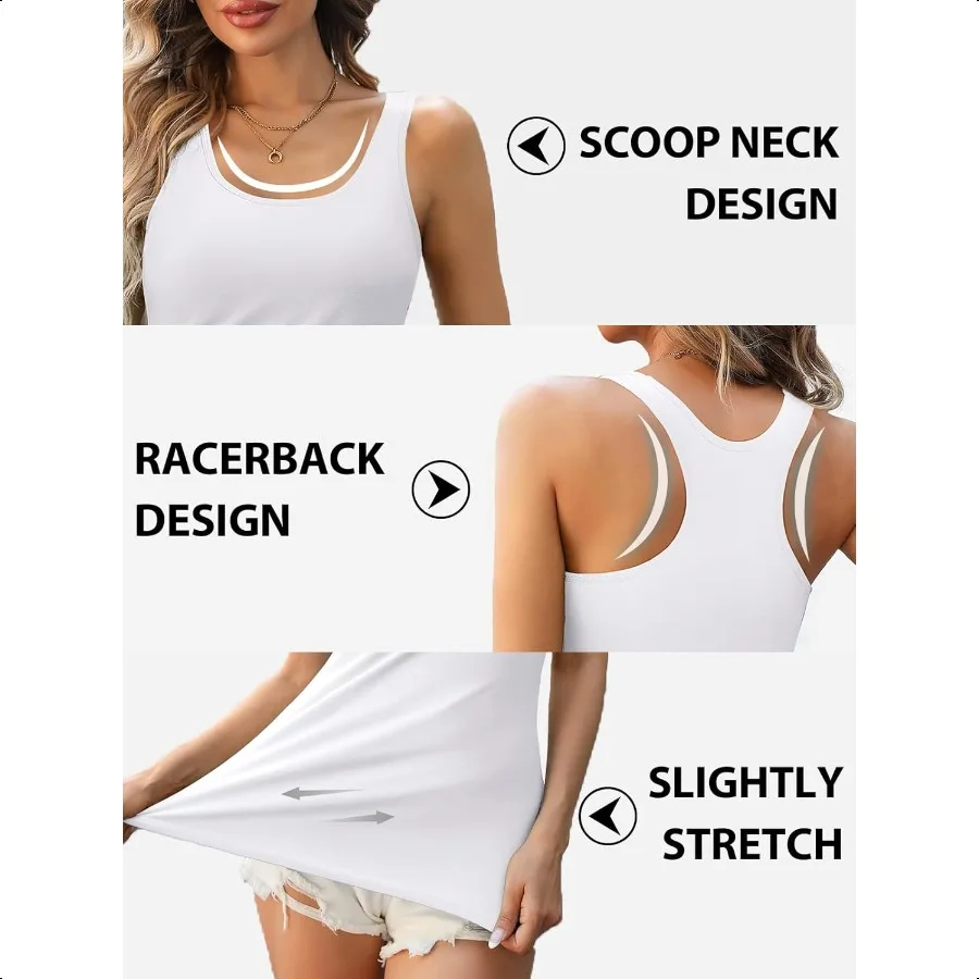 V FOR CITY Camisetas sin mangas con sujetador de estante para mujer, camisola de entrenamiento con espalda cruzada, camiseta de yoga, camiseta interior de algodón, paquete de 2