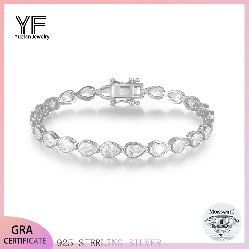 

Женский браслет из грушевидной формы 4X6 мм, 0,5 карата, с покрытием из 18-каратного золота, серебро 925 пробы, сертифицированные VVS1, подарочные украшения