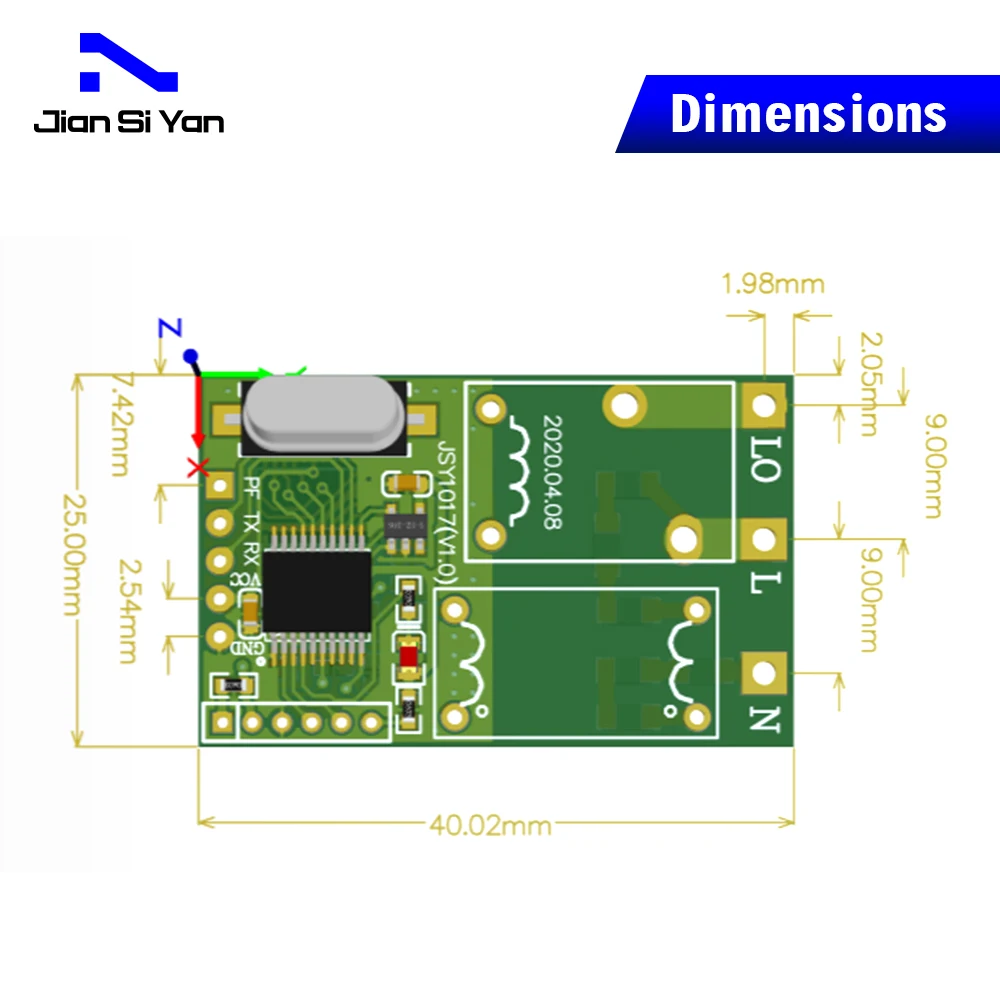 JSY1017 Modulo di misurazione CA monofase TTL Modbus-RTU Modulo di acquisizione potenza corrente tensione