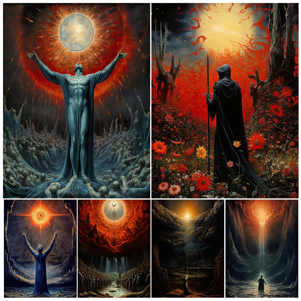 Prayer From Believers Wall Art Canvas Painting Mysteriou Pagan Witchcraft Ai Art Poster And Print For Living Room Decor Unframed