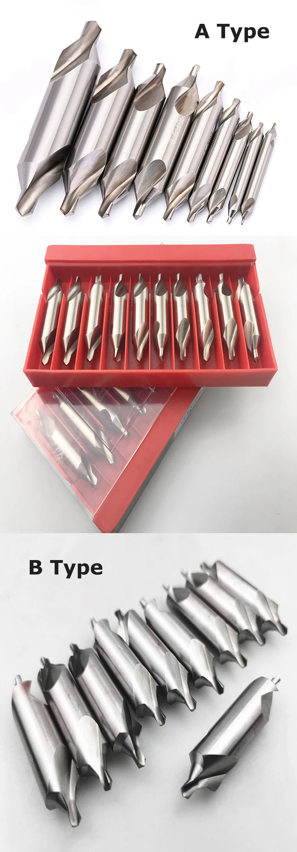 10Pcs HSS Zentrum Bohrer A/B Typ 6542 Loch 0,4 ~ 12mm Zentrierung Bohrer Cutter Bohrer 60 grad Set Senker Drehmaschine Für Met – Detail 7