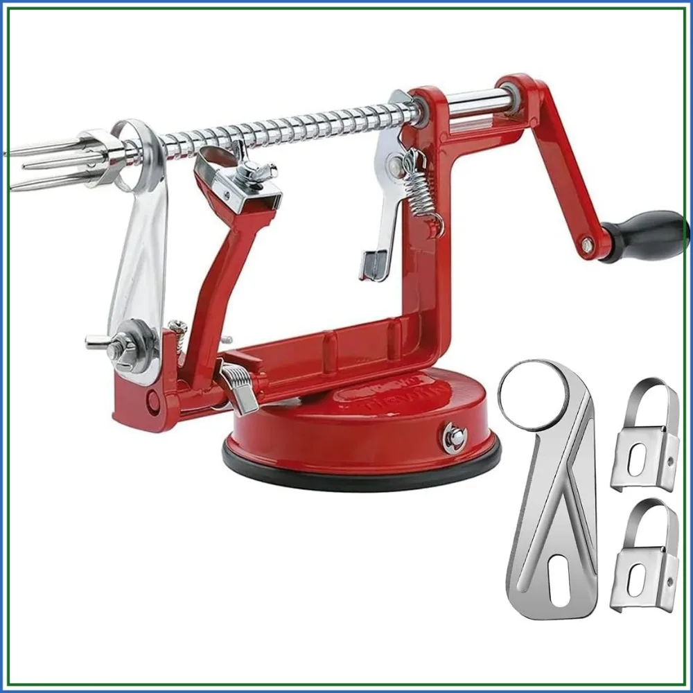 Apple Peeler Corer, Chrome Magnesium Alloy, Stainless Steel Blades, Suction Base