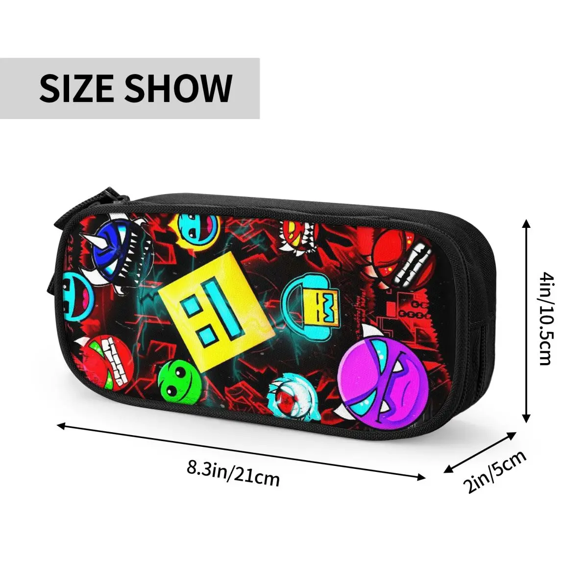Video Game Geometry Dash Pencil Cases for Student Gifts Pen Box Pencil Bag Big Capacity Pencil Pouch