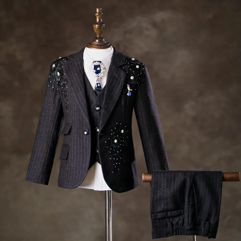 6PCS kinder Anzüge Hochzeit Geburtstag Party Klavier Leistung Kostüm Ostern Eid Jungen Host Blazer Sets A4795 – Detail 4