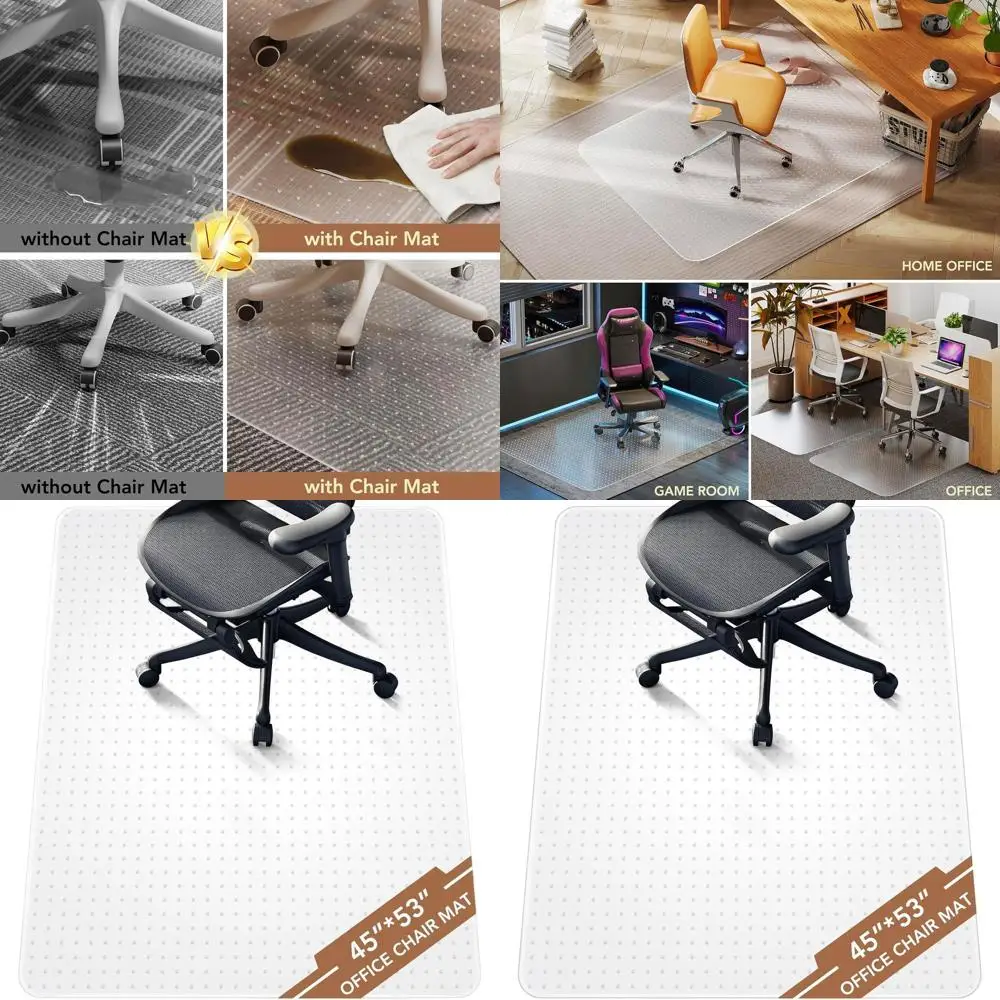 

Прозрачный пластиковый защитный коврик для пола, 45 x 53, сверхмощный ковер с низким ворсом, плавное скольжение для вращающихся офисных стульев