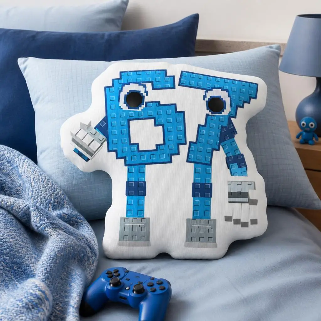 Italian Brainrot 67 Viral Meme Shaped Pillow Blue Block Character Stuffed Cushion Robot Throw Pillow Sofa Bedroom Decor Gift