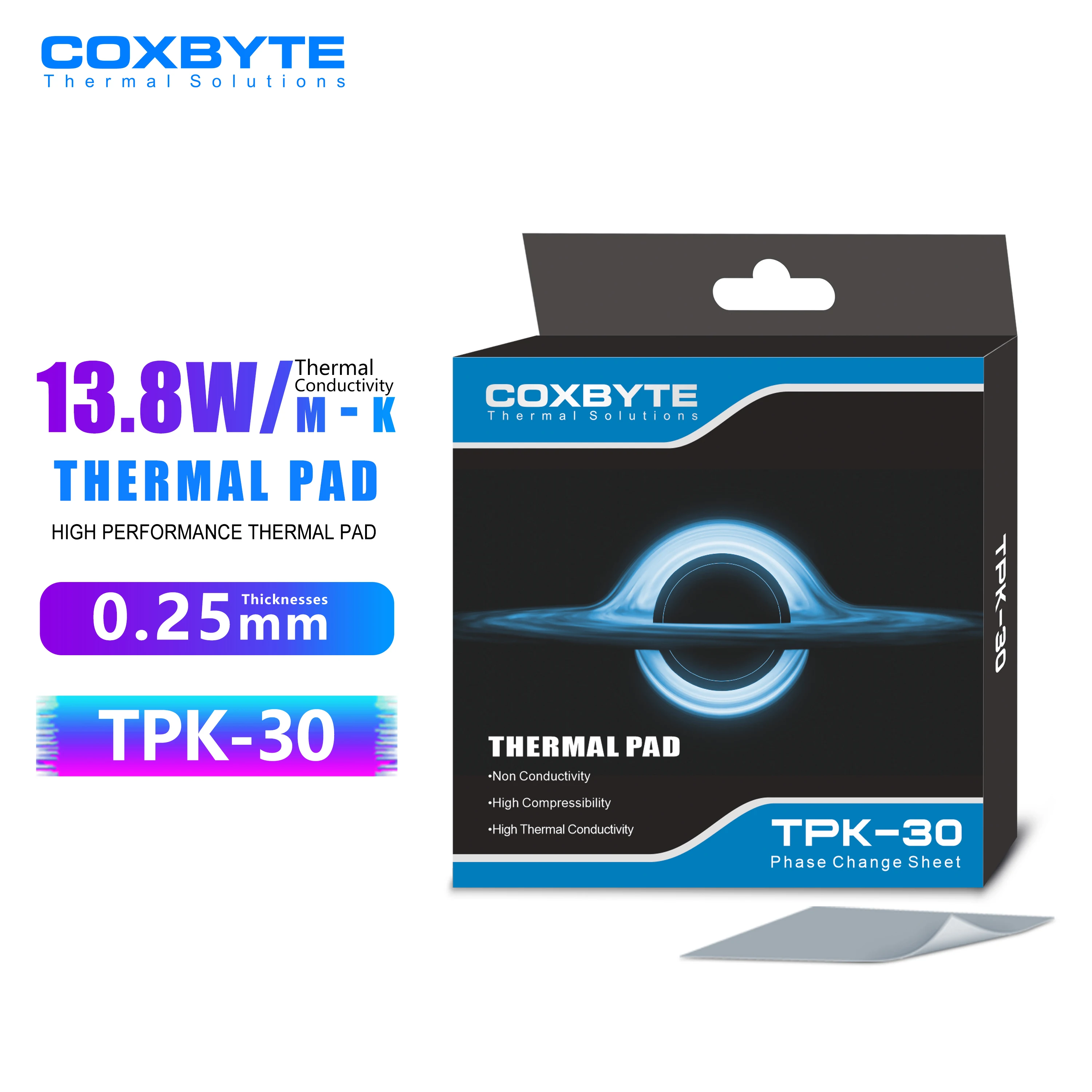 

Coxbyte TPK-30 Thermal Pad 17.8W onductive Pad for CPU GPU Heatsink Cooling Conductive Silicone Pad Thermal Gap Pads Multi Size
