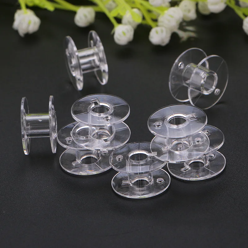 10pcs/lot Clear Plastic Empty Bobbins for Brother Janome Singer Hot SaleTop Sewing Machines for Clothes Supply Wholesale