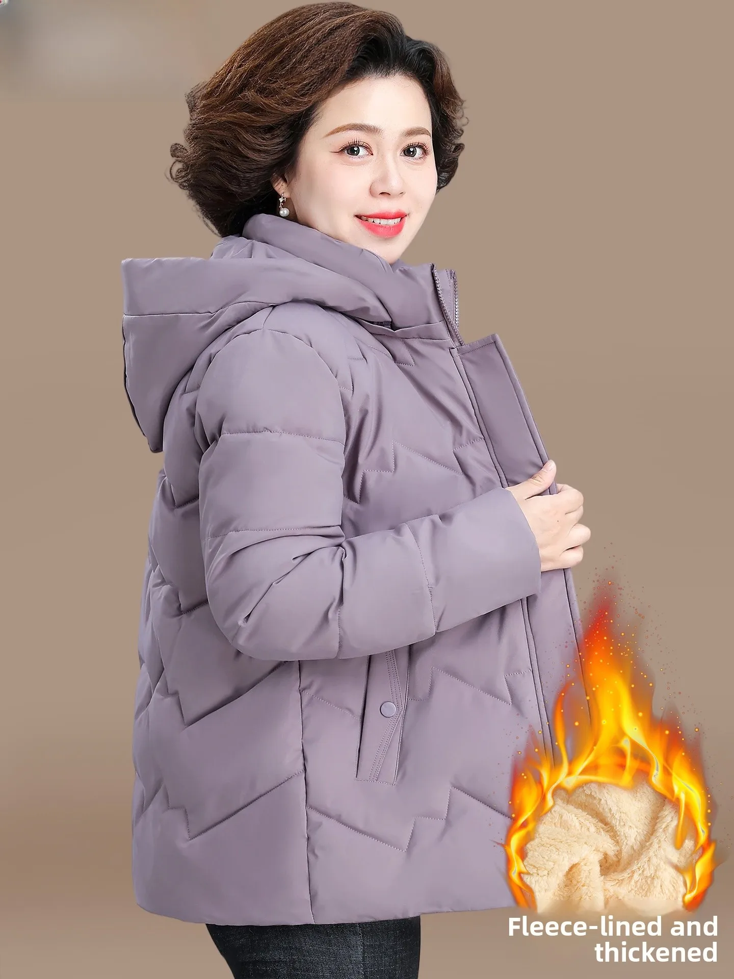 

Утепленная хлопковая куртка для женщин: теплая повседневная свободная модель с наполнителем из полиэфирного волокна и хлопка для женщин среднего и старшего возраста