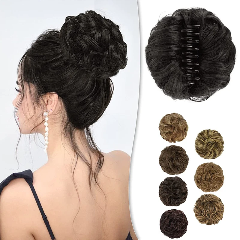 Synthetic Hair Bun Lifelike Messy Curly Wig Ponytail Hair Extensions Gripping Clip Scrunchy Elastic Women Hairpin Styling Tools
