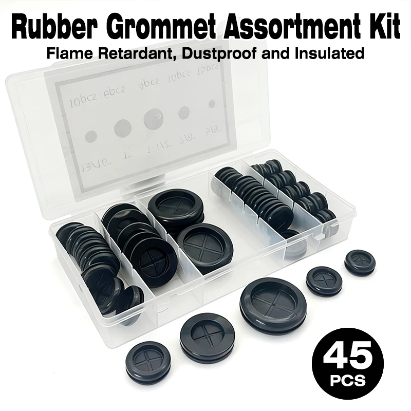 

45pcs Thickness Rubber Seal Ring Oil Sealing Grommet Gasket for Protects Wire Cable Hole Protection Ring Shim Washer Hardware