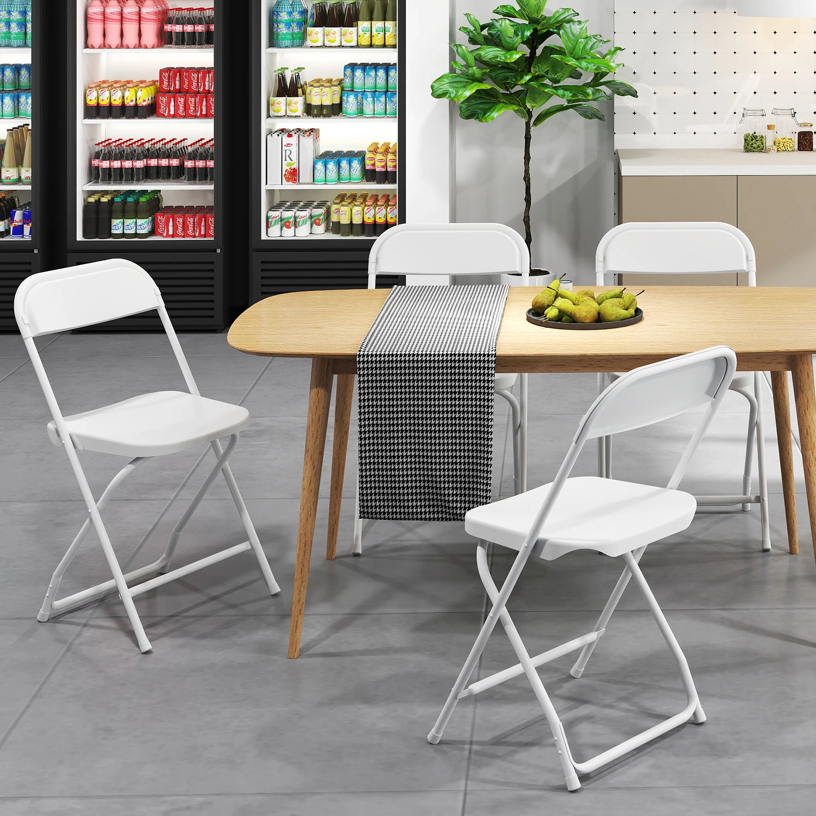 MCQ Foldable Office Chair 4/6 Pack Ergonomic Metal Frame Soft Cushion Lumbar Support Heavy Capacity 330LB For Home Office﻿