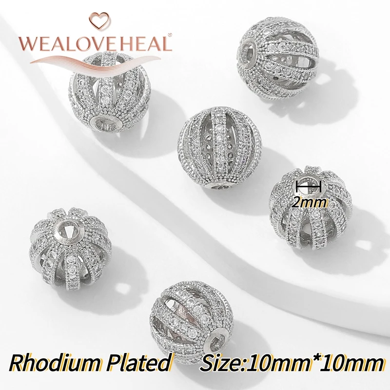 perlen für schmuckherstellung, schmuckherstellung zubehör, 18K vergoldete Messing-Hohlperlen, Olivenperlen-Abstandshalter, mit Zirkonia besetzte Trenner für Perlen, für DIY-Armband-Schmuckherstellungszubehör – Detail 23