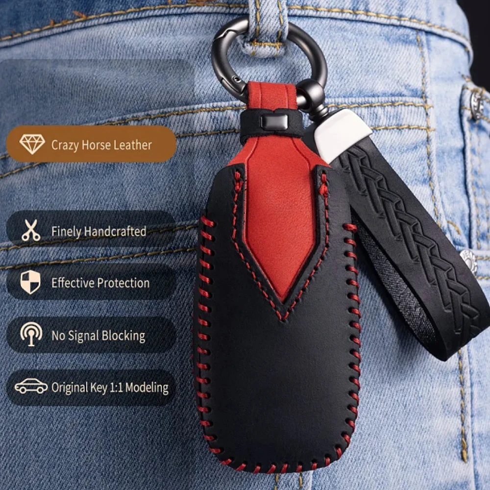 Fashion Leather Car Key Cover Fob Case Shell for Dodge Ram 1500 Pickup TRX Rebel Ram 2500 3500 4500 5500 2019 2020 2021 view 4