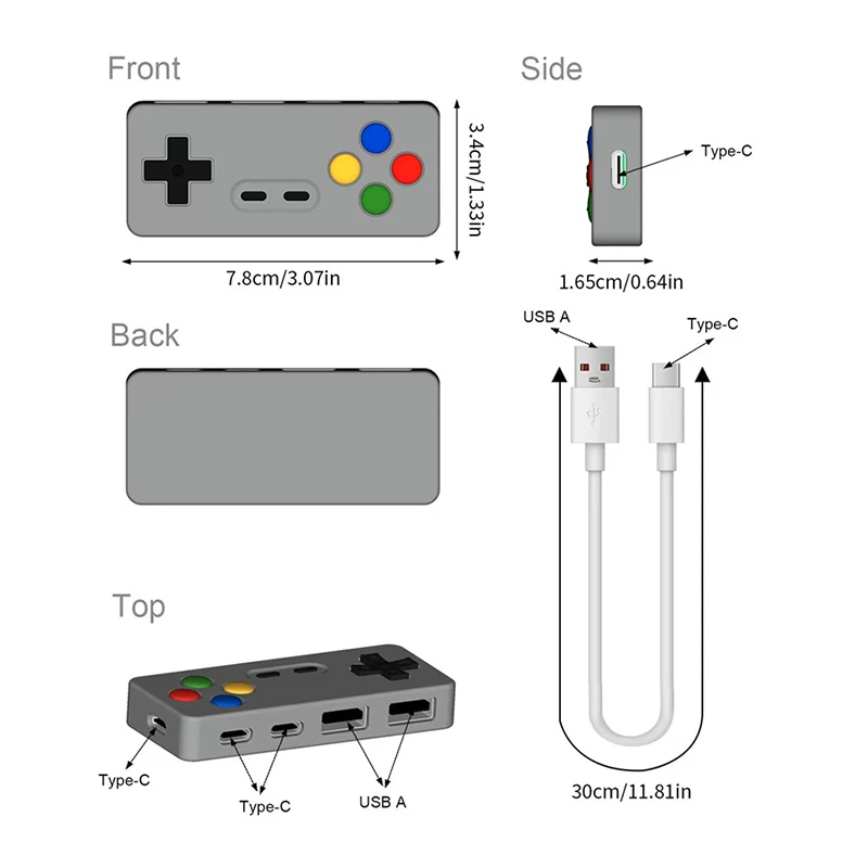 4in1 Gamepad Modelling HUB Game Controller Computer USB Type-C USB-C Interface Adapter For Laptop PC Mouse Keyboards U-Disk