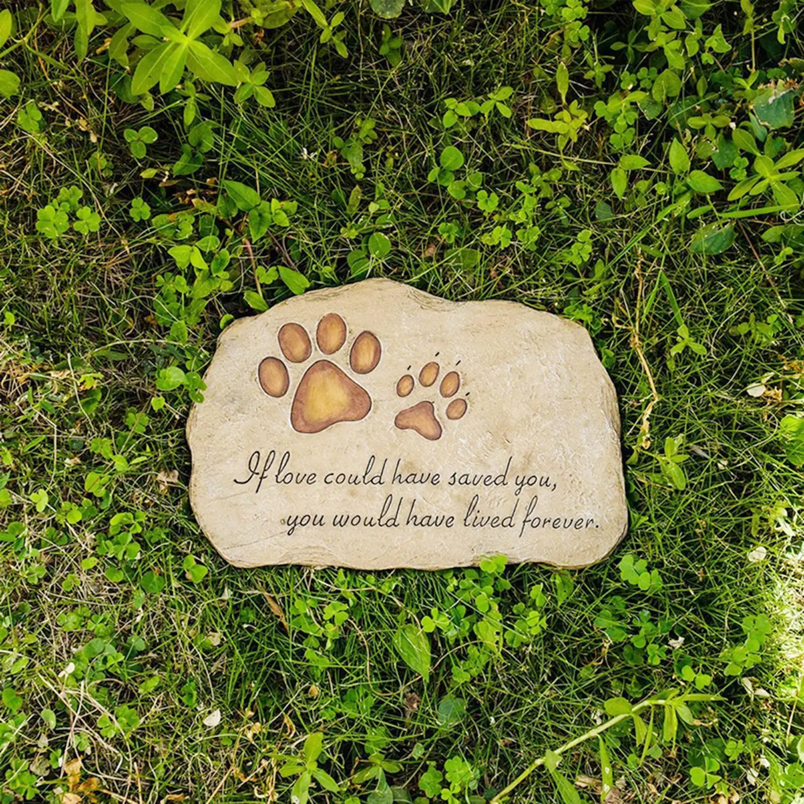 Paw Print Resin Pet Memorial Stone Grave Marker Cat Tombstone Ornament