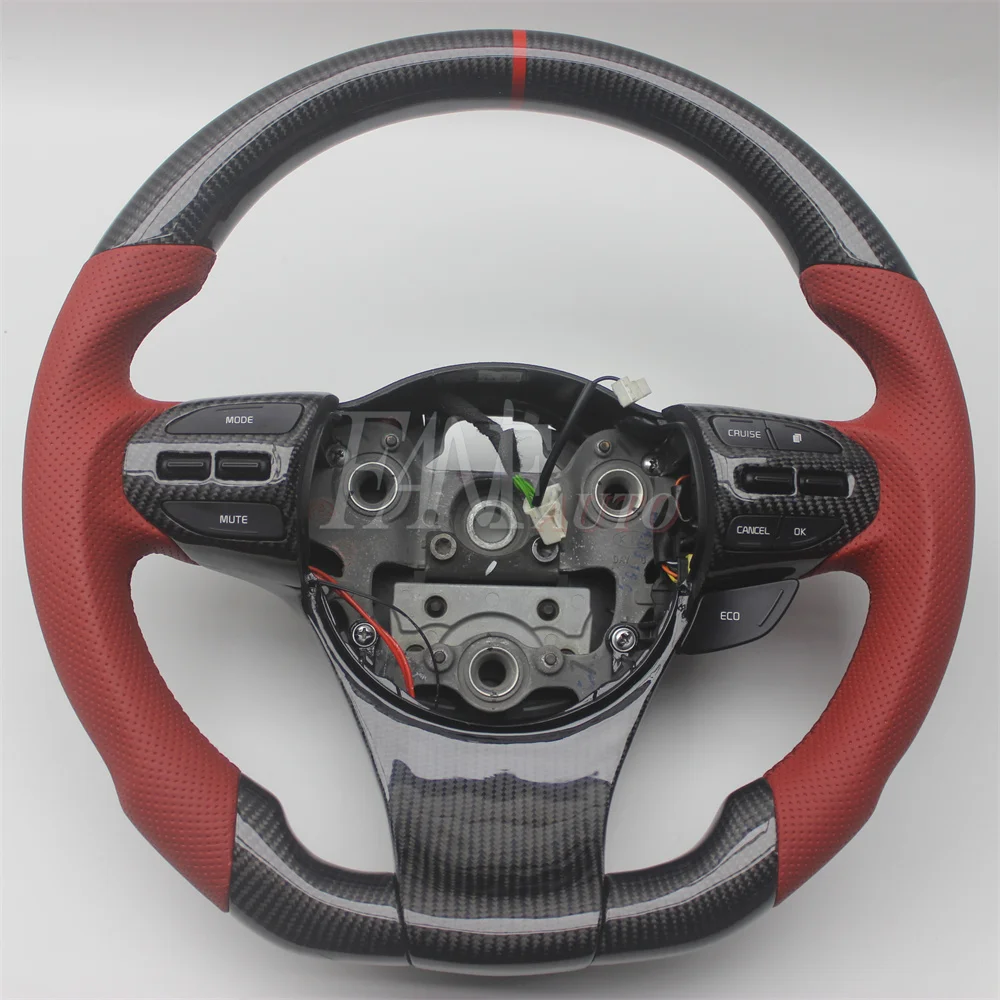 Replacement Real Carbon Fiber Steering Wheel with Leather for Kia K5 OPTIMA 2011-2015