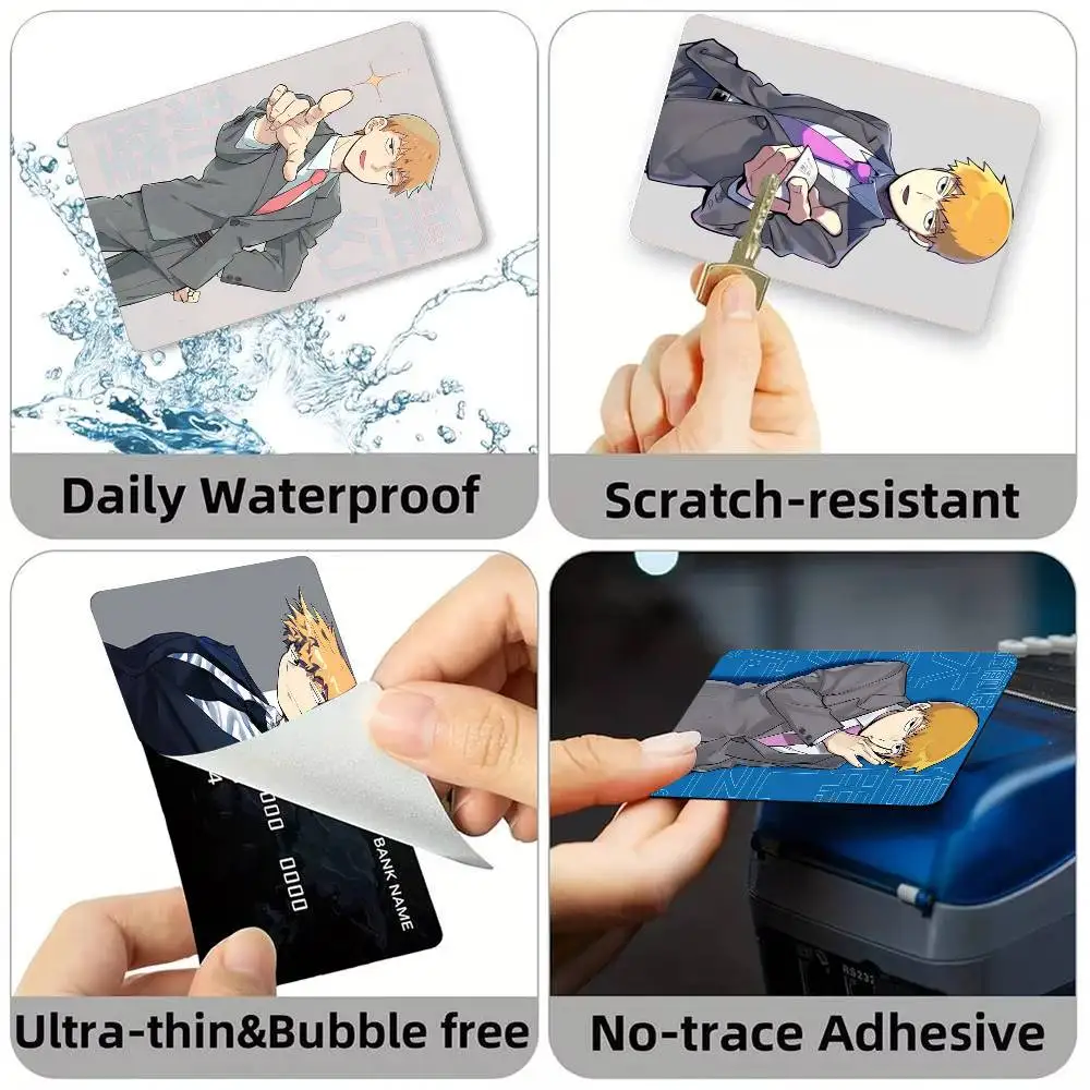 Mob Psycho 100 Arataka Reigen Credit Card HD Stickers Small Chip Waterproof Sticker Game Card Decal Gift