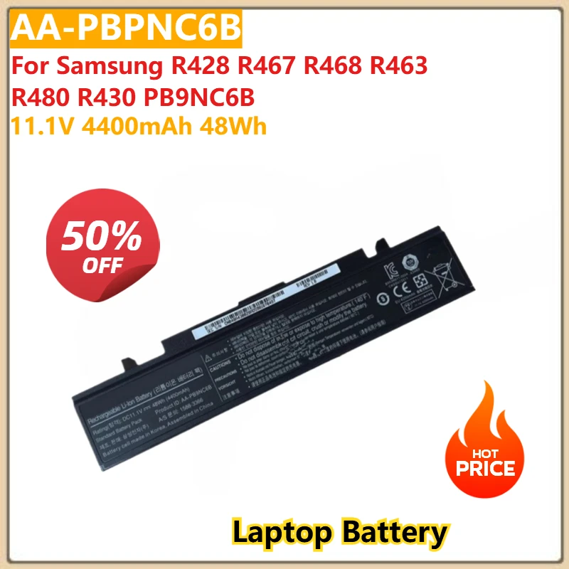 For Samsung R428 R467 R468 R463 R480 R430 PB9NC6B Replacement Laptop Battery AA-PBPNC6B 11.1V 4400mAh 48Wh