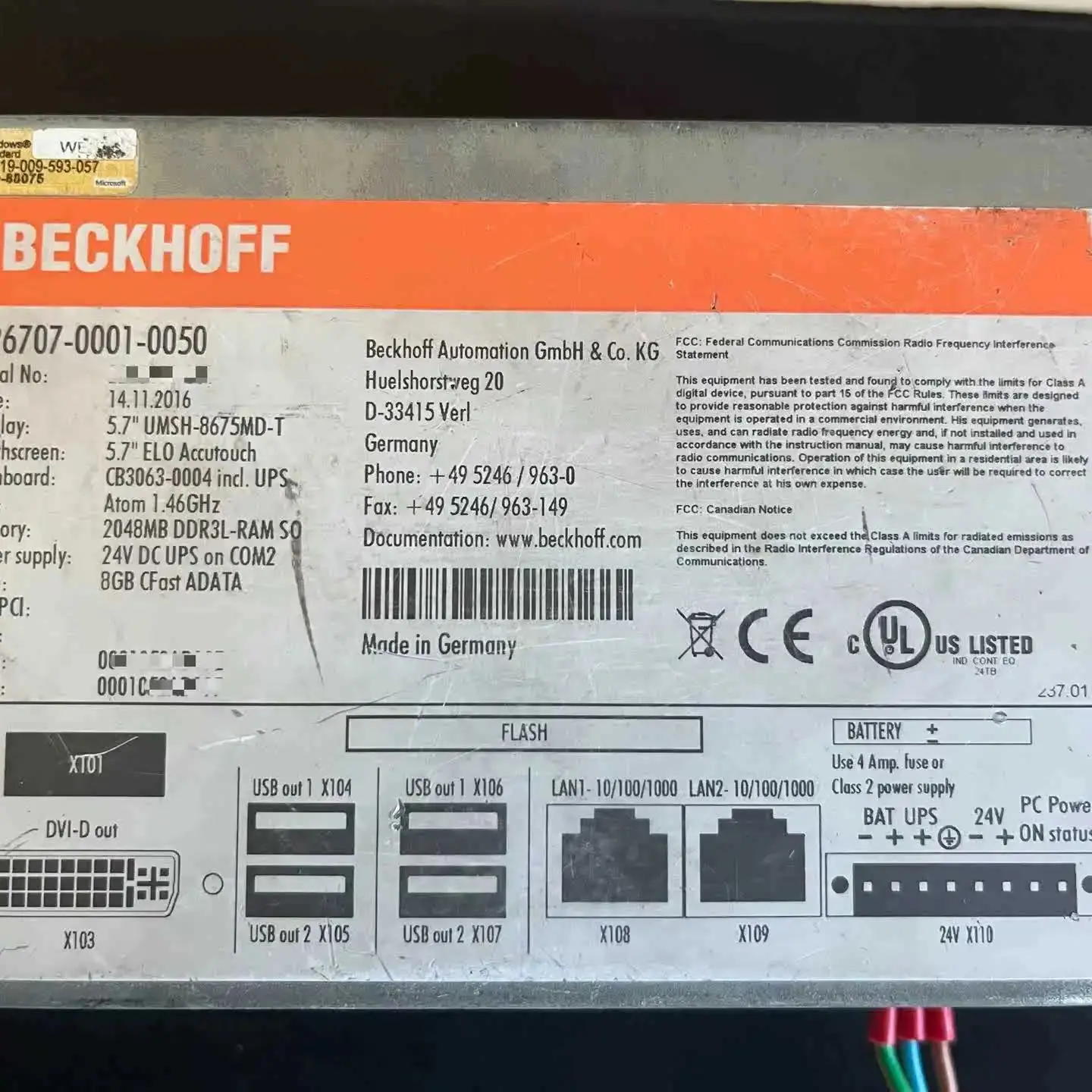Panel Operasi CP6707-0001-0050 untuk Beckhoff