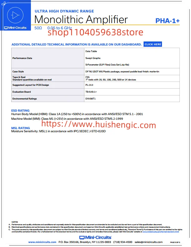 PHA-1+ HF-Verstärker-IC CATV, DBS, LTE, MMDS, Wireless LAN 50 MHz ~ 6 GHz SOT-8