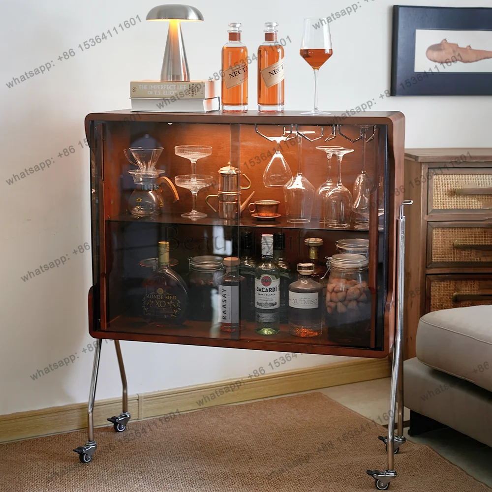 removable side display cabinet, solid wood storage against the wall, upside down cup holder