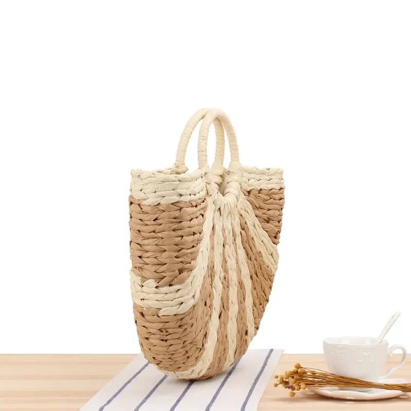 Fashion Round Bags Woven Women Simple Hand-carried Straw Woven Bag Lady Bali Purses Take Pictures Summer Beach Casual Handbags