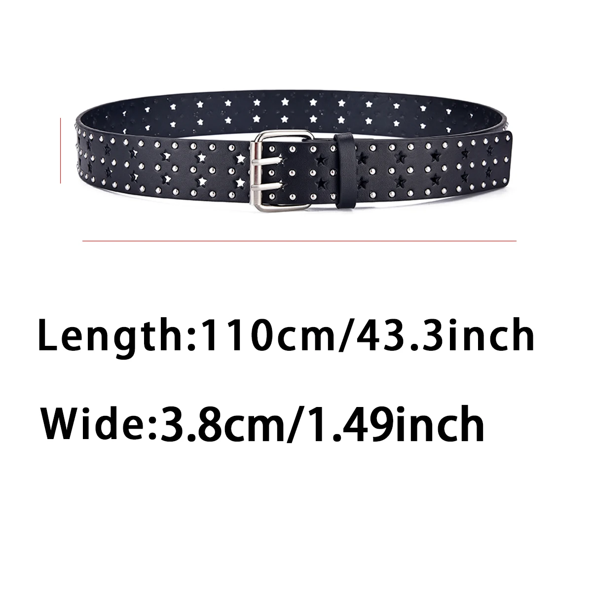 Women\'s Star Hollow Belt Fashion Double Row Needle Buckle Women\'s Belt Paired with Jeans Men\'s Belt Rock Punk Y2K Style