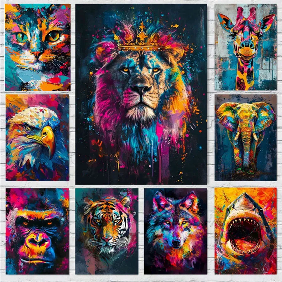 Diamond Painting 2025 New Collection Abstract Animals Cat Lion Graffiti Art 5D DIY Mosaic Cross Stitch Kits Wall Decor