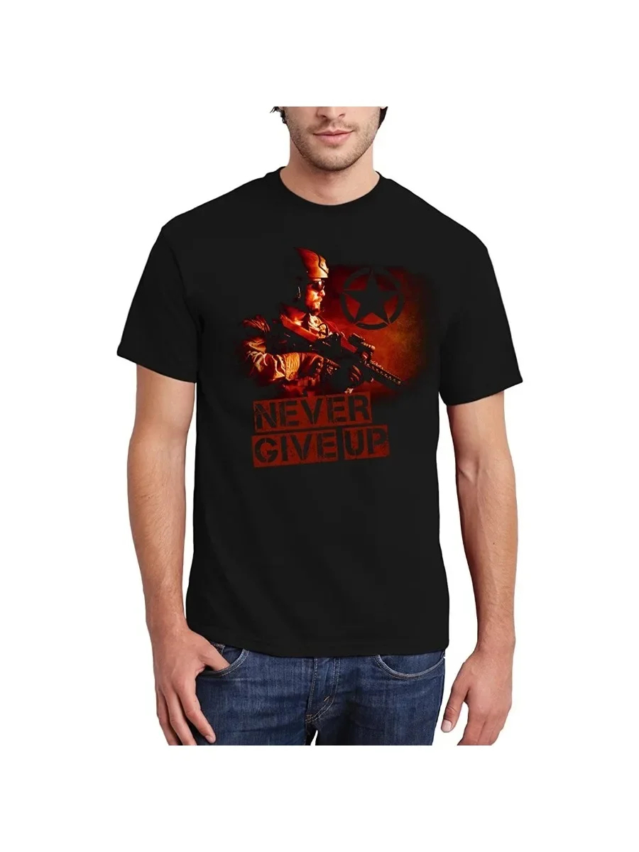 Rssian  Men's T-Shirt with Never Give Up Harajuku Tshirt Short Casual 100% Cotton