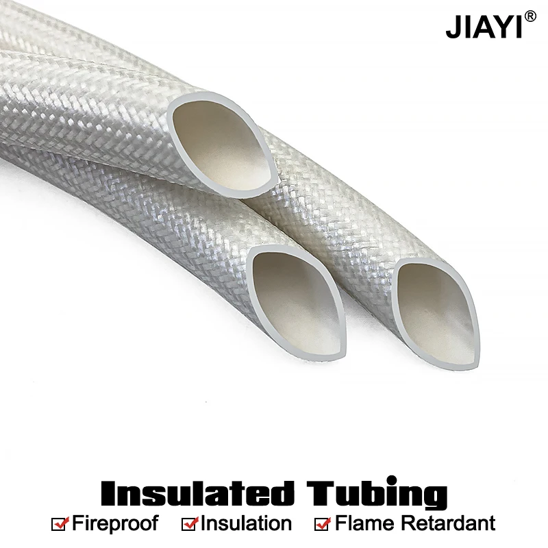 5/10M Insulating Fiberglass Tube Inner Rubber Outer Fiber Tube 200 Deg.C High Temperature Resistant Wire Sheath ID2/3/4/5/6~12mm