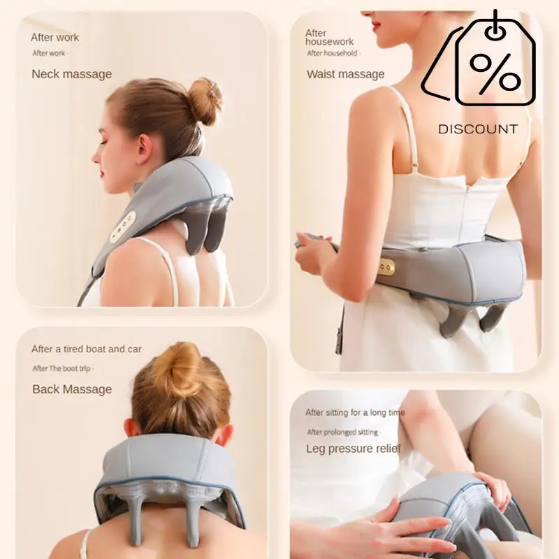 6D Kneading Massage Electric Massager Neck For Pain Relief Shoulder Pillow Cervical Back Muscle Relaxing Shawl-AT30