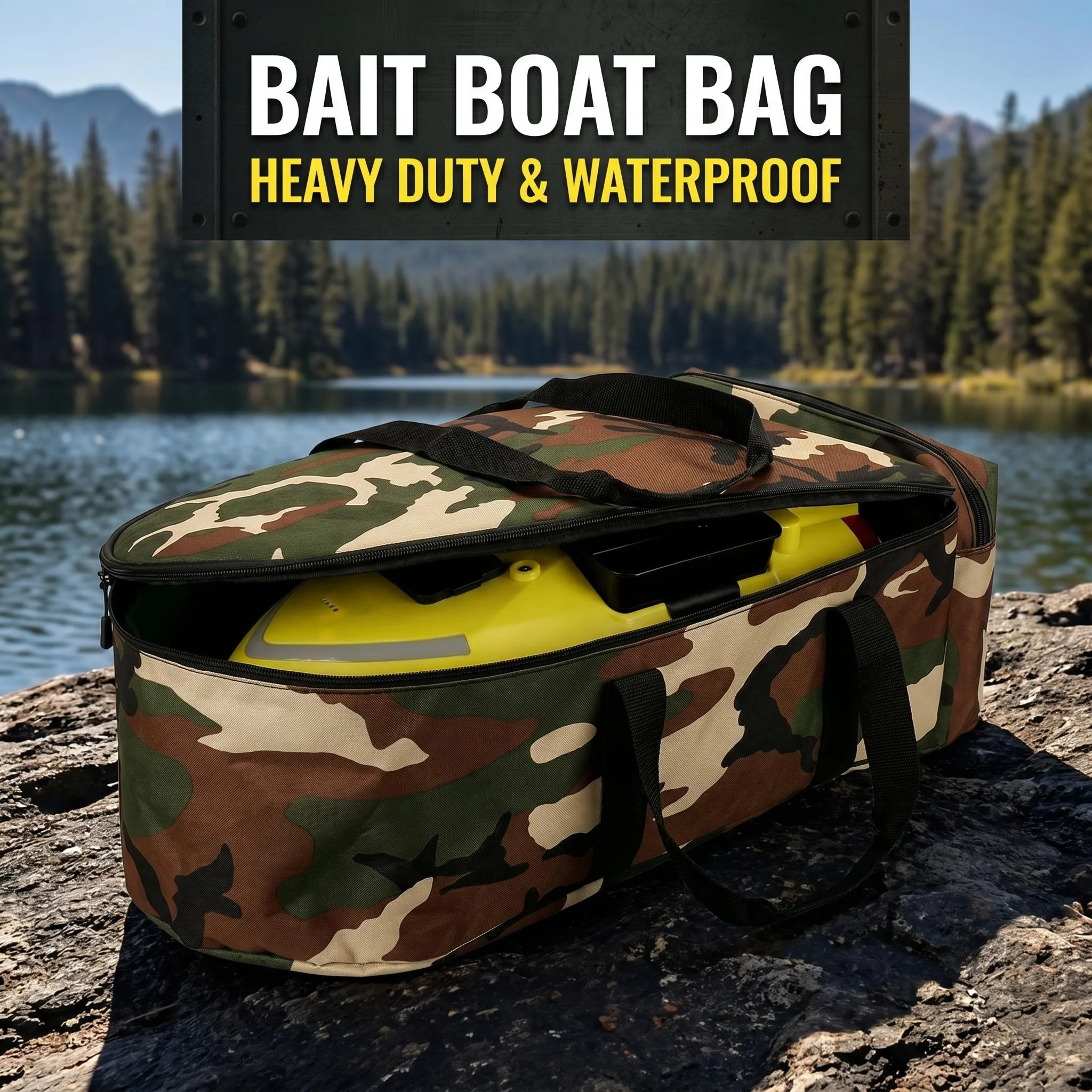 Hirisi Camouflage Bait Boat Storage Bag Waterproof Oxford Handbag Large Capacity Carry Case for Fishing Feeder Boat Accessories