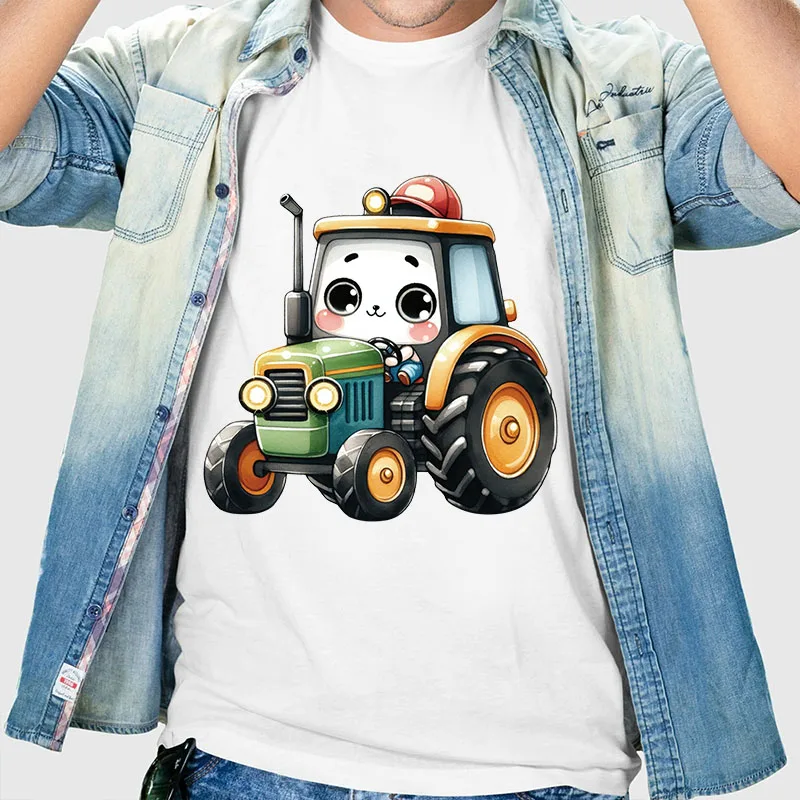 Cartoon Tractor Thermal Transfer Sticker Fusible Iron On Patches For Boy Girl Clothing T23688