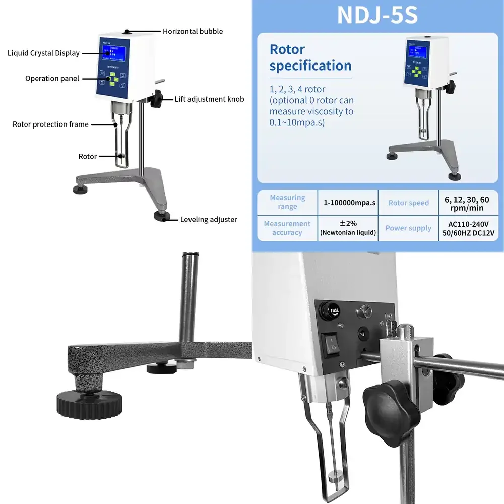 Jingfei High Precision Rotational Viscometer Coating Paint Ink Liquid Pointer Viscosity Tester 1~100,000mpa.S Rotary