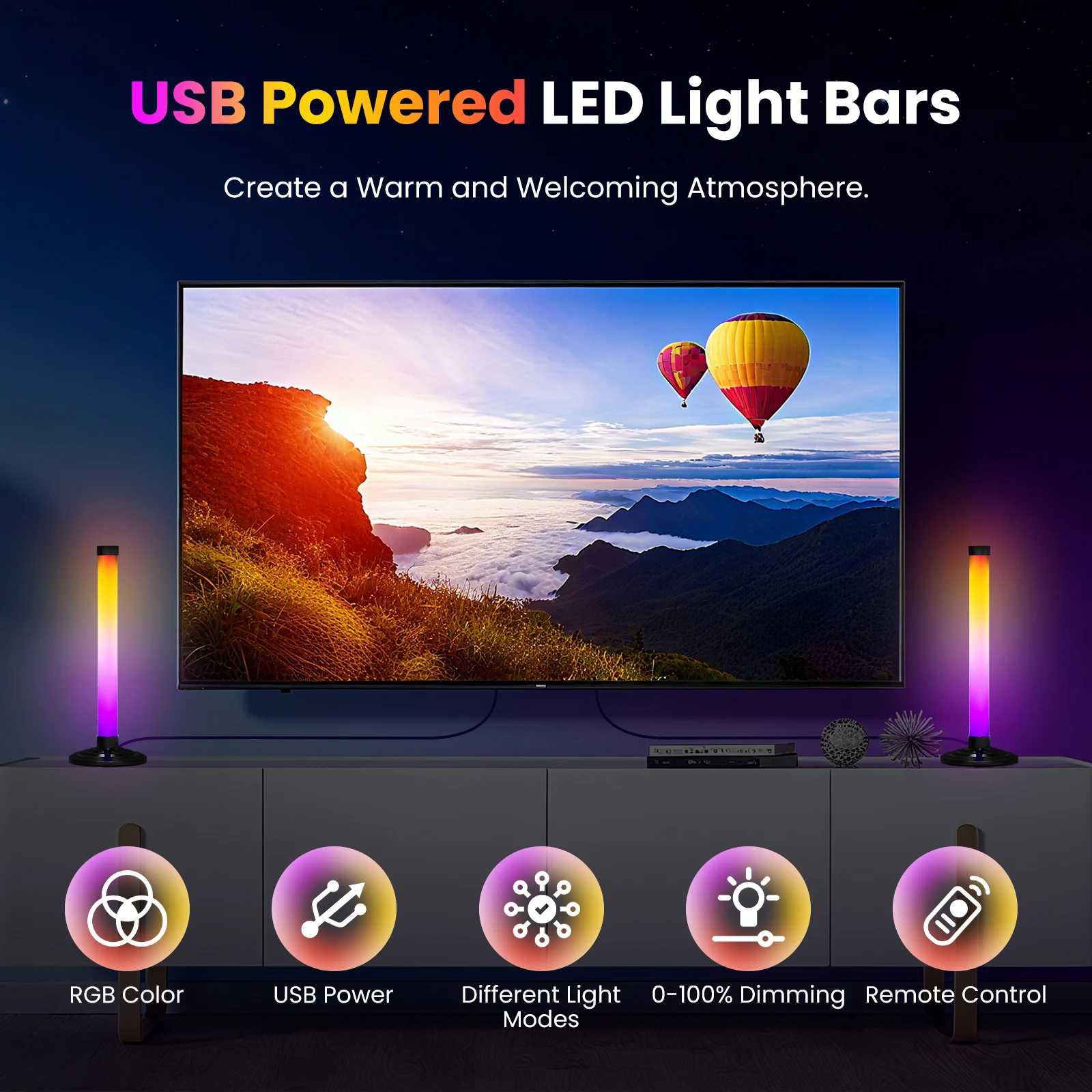 USB RGBIC عمود إضاءة LED ضوء الذكية بلوتوث الموسيقى الديناميكية مزامنة الإضاءة المحيطة الألعاب الكمبيوتر تلفزيون غرفة ديكور الموقت عن بعد باهتة مصباح بار