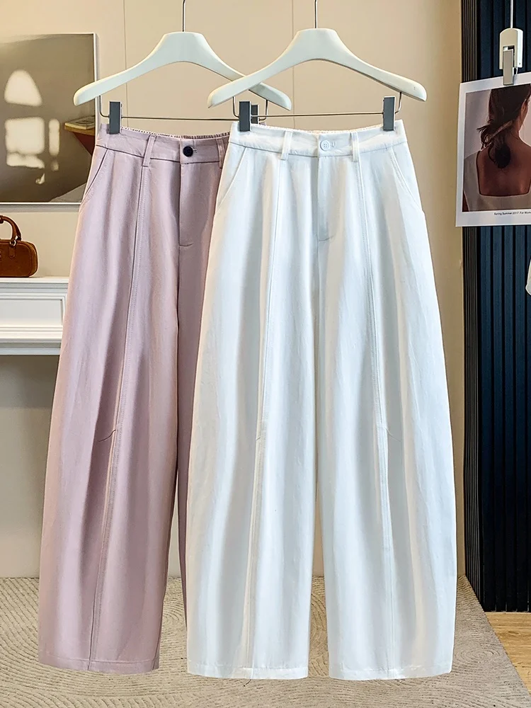 

Casual Loose Pure Color Wide Leg Pants for plus Size Women Spring Summer New Style Versatile Comfortable Fashionable Trousers