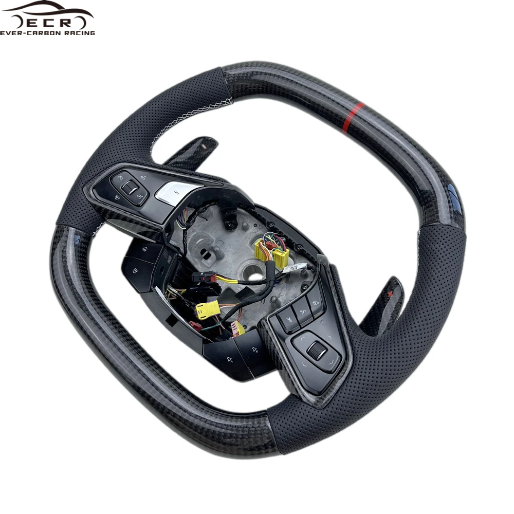 Ever-Carbon Racing ECR High Quality Customized Heated Car Steering Wheel for Corvette Carbon Fiber Steering Wheel