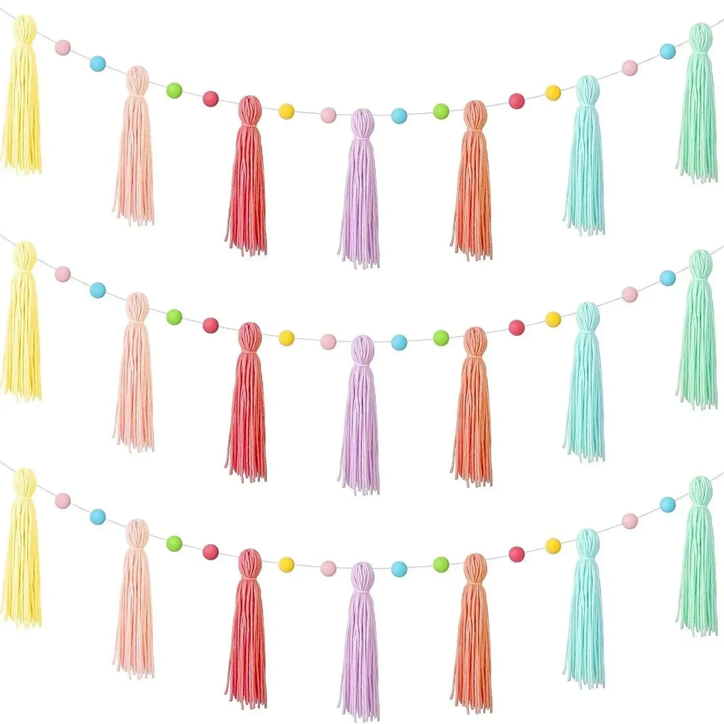 

Tassel Garland Boho Wall Decor Colorful Beaded Design Fringe Decoration For Party Home Living Room Wall Ornament