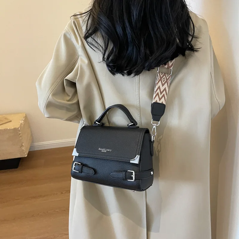 Tote Bags Women Small Handbags New Fashion Trend High Quality PU Leather Ladies Shoulder Bags Vintage Wide Strap Messenger Bag