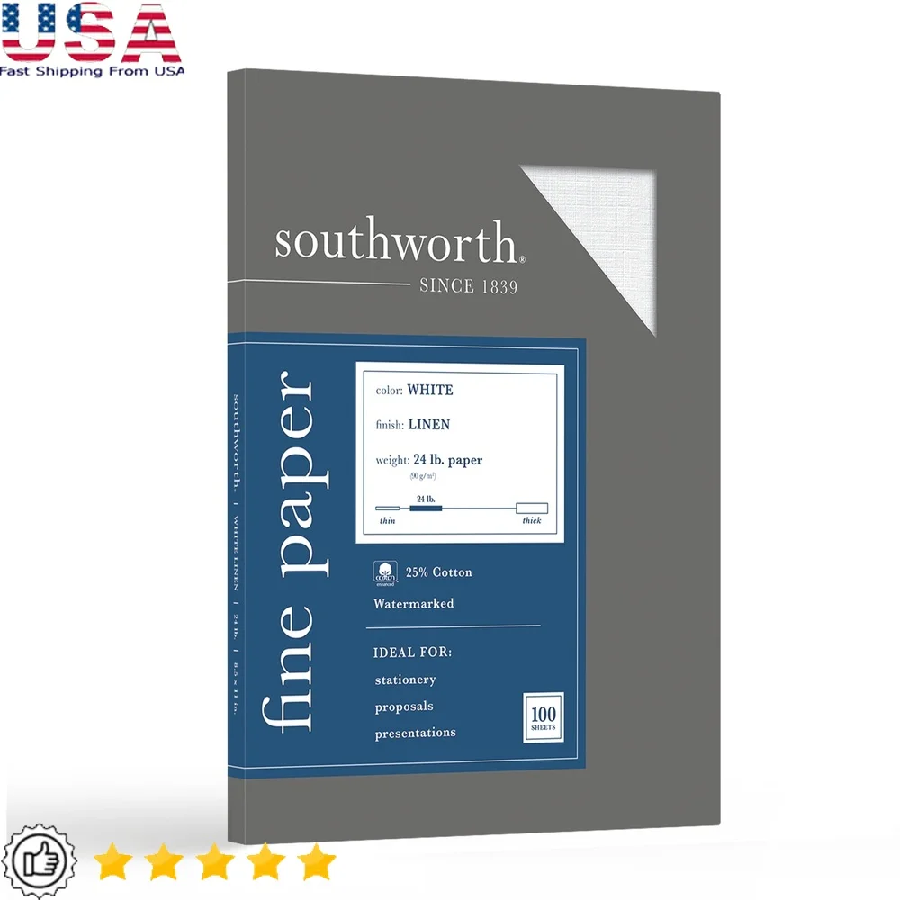 リネン調ホワイトビジネス用紙 8.5 x 11インチ 24lb 100枚 酸化防止 多目的文房具 クラフト レガルプロポーズ用