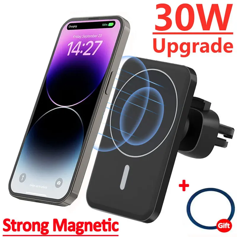 30W Car Phone Holder Wireless Charger Car Mount Magnetic Car Chargers Wireless For iPhone 11 12 13 14 Pro Max XS Xiaomi Samsung