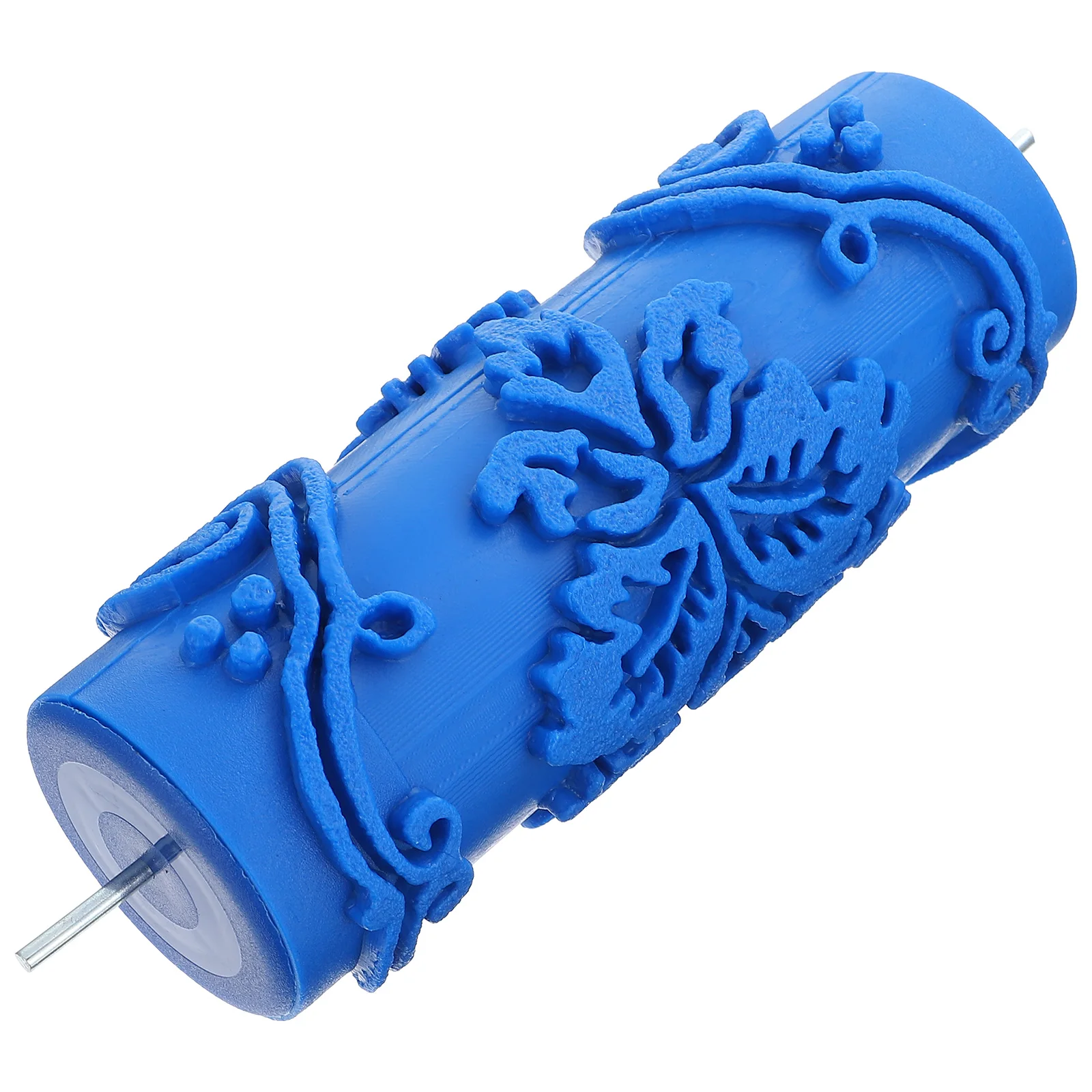 

5 Inch DIY Wall Decoration Painting Roller Blue Color 15x5 1cm Rubber Metal Flower Pattern Texture Paint Tool