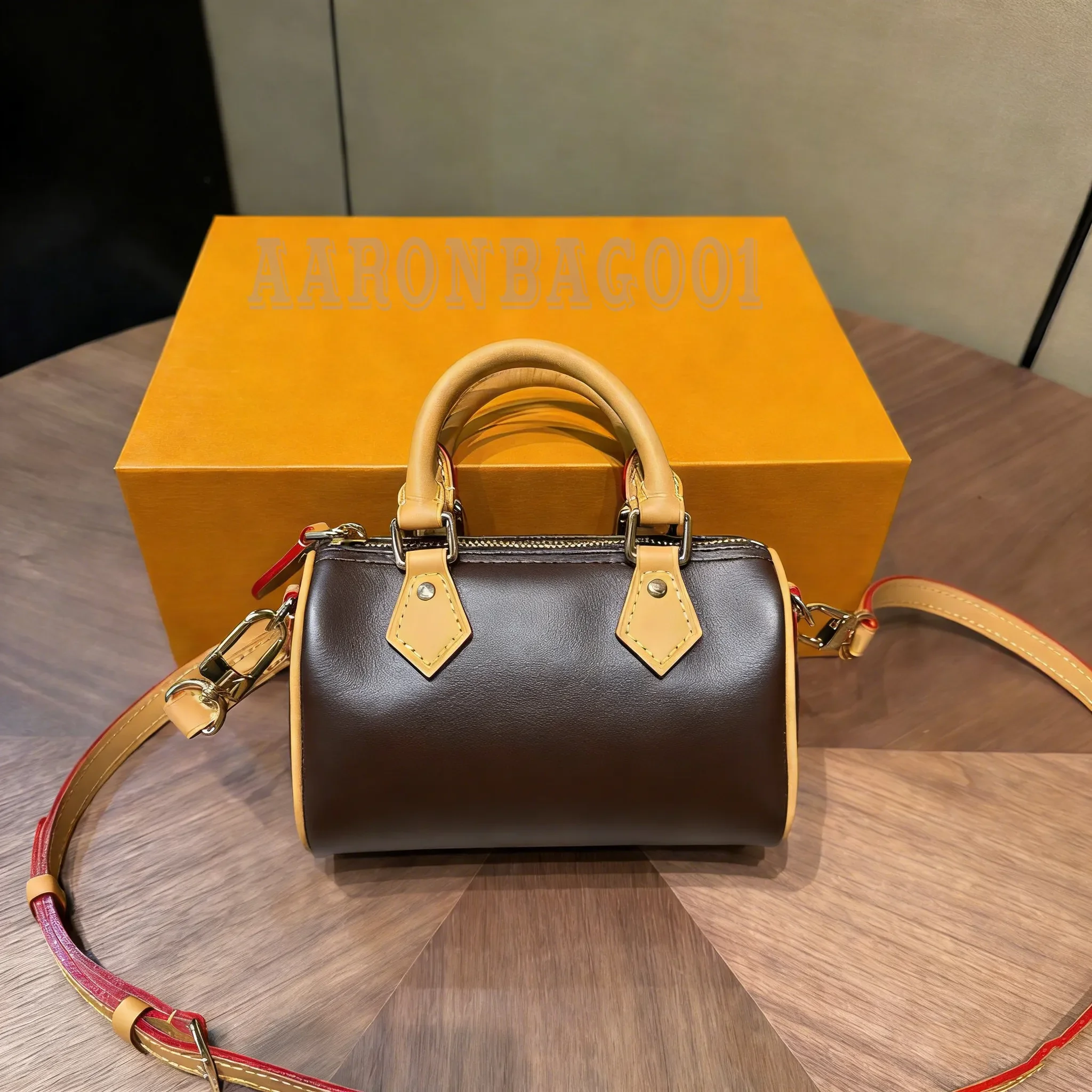 

Designer bag Mini Nano Speddy bag 16cm Shoulder Bag Women Leather Denim Embossed Tote Purse Brown Flower classic Vintage Handbag